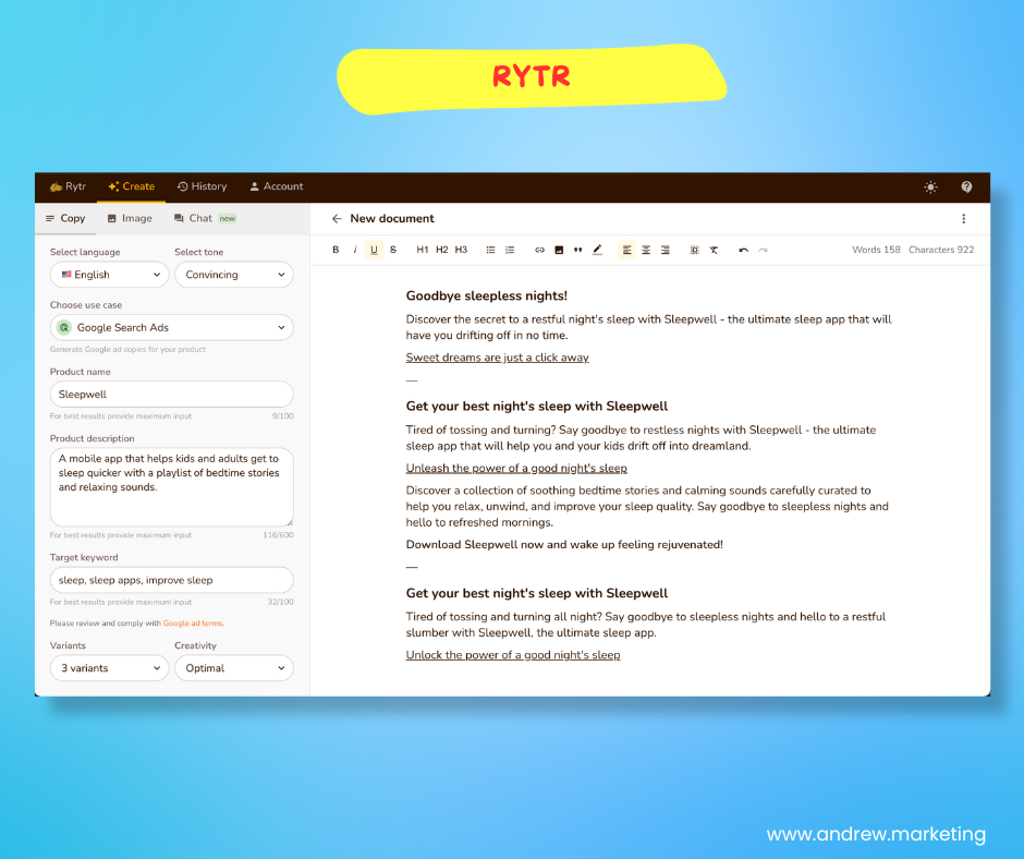 rytr ai copywriting tool